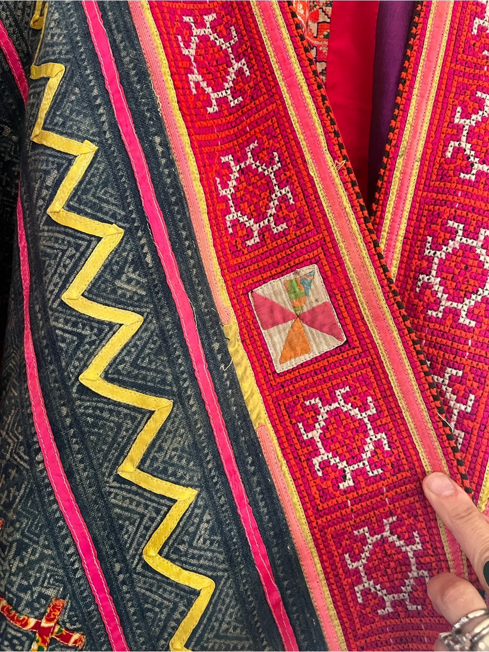 VTG OOAK Tribal Kantha Boho Festival Artisan Kimono Lightweight Patchwork Jacket - Picture 3 of 10